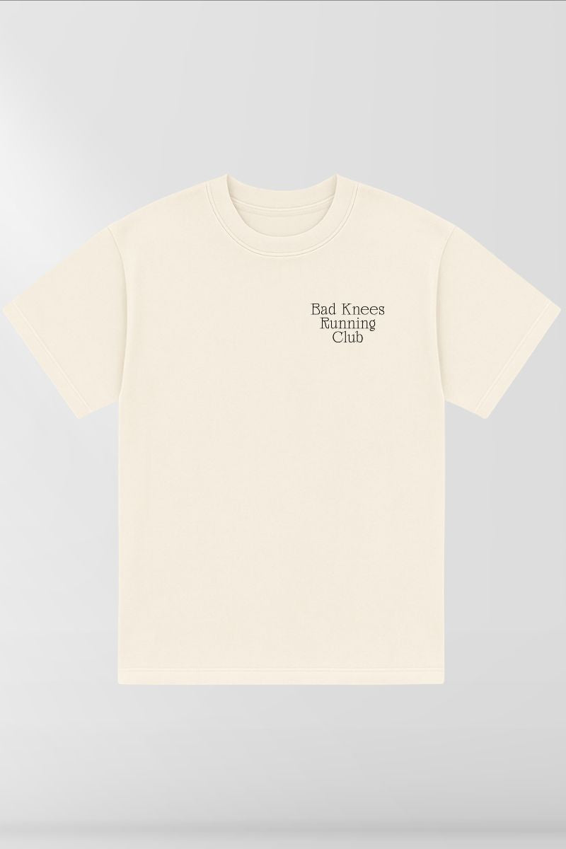 Bad Knees Running Club on Cream Box Tee