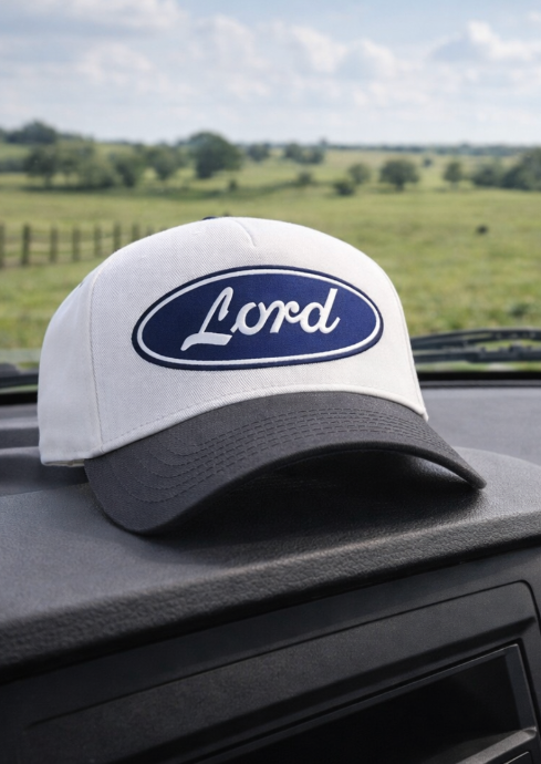 "Lord" on White Cap with Black Bill