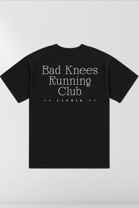 Bad Knees Running Club on Black Box Tee