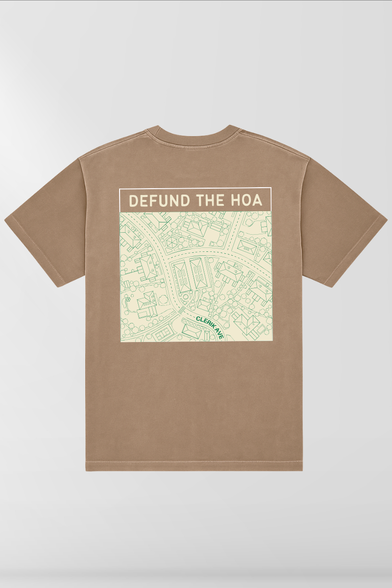Defund the HOA on Desert Taupe Box Tee