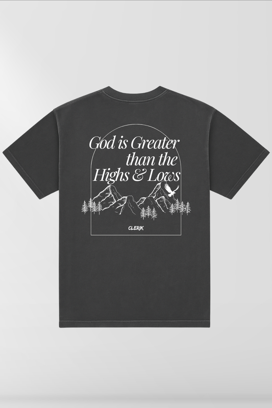 God is Greater than the Highs & Lows on Vintage Black Box Tee