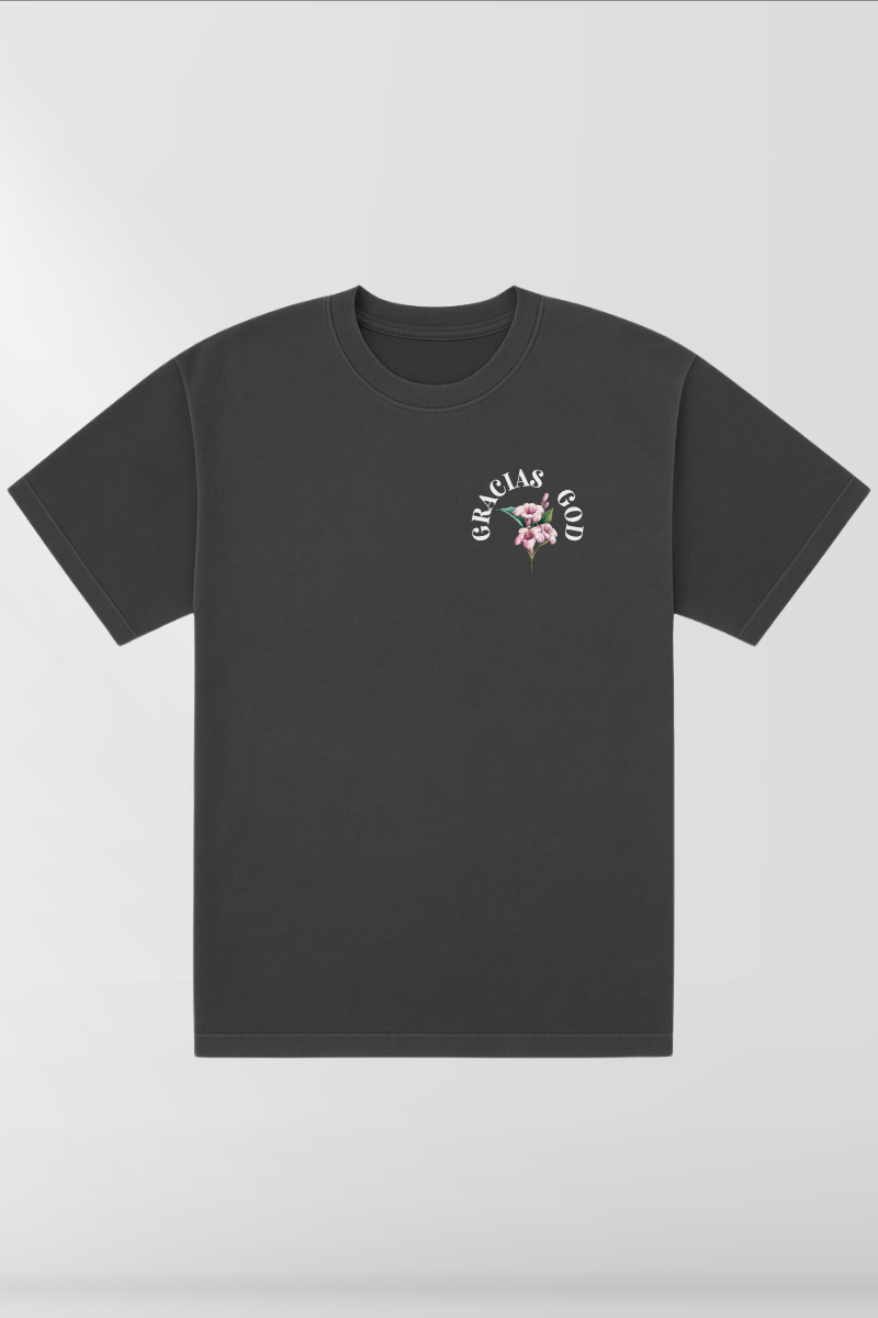 Gracias God on Vintage Black Box Tee