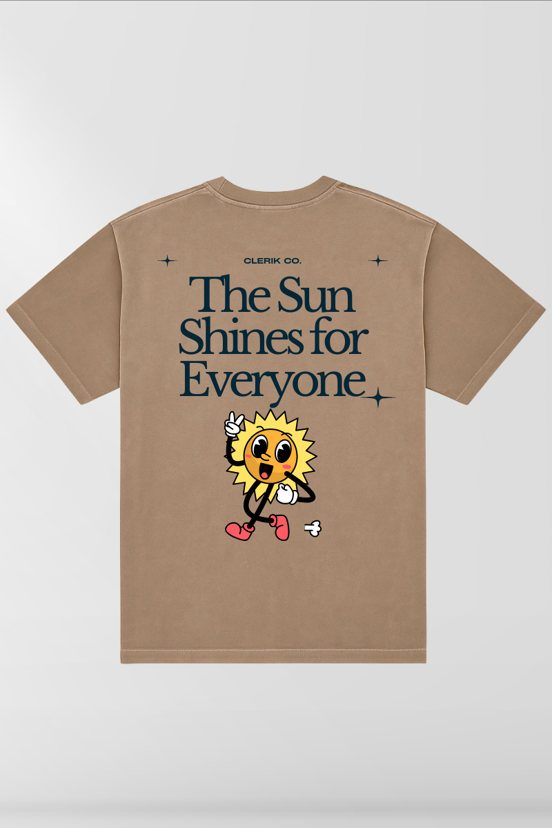 The Sun Shines for Everyone on Desert Taupe Box Tee