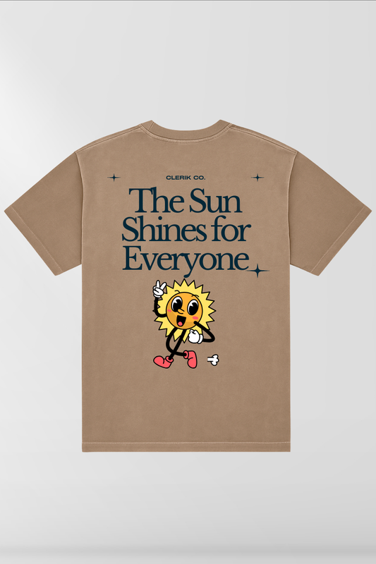 The Sun Shines for Everyone on Desert Taupe Box Tee