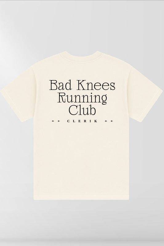 Bad Knees Running Club on Cream Box Tee